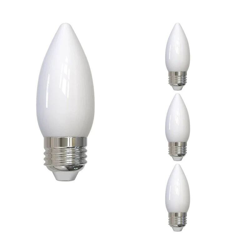 Bulbrite LED Filament Pack of (4) 5.5 Watt Dimmable B11 Light Bulbs with Milky Finish and Medium (E26) Base - 2700K