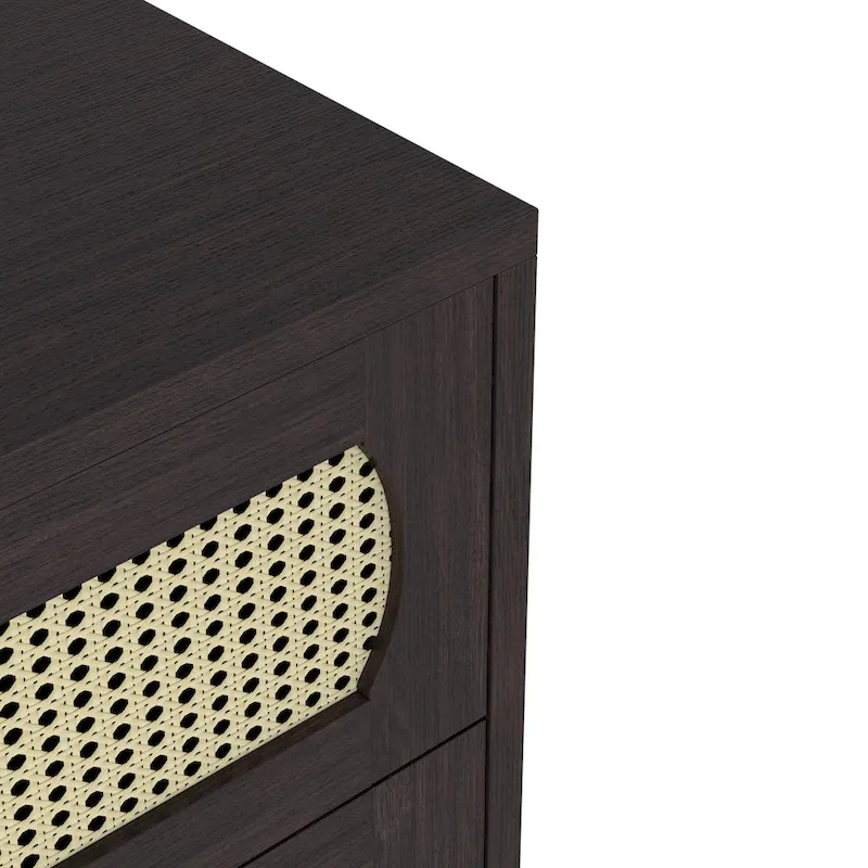 DH BASIC Tropical Espresso Faux Rattan Webbed 4-Drawer Mini Chest by Denhour