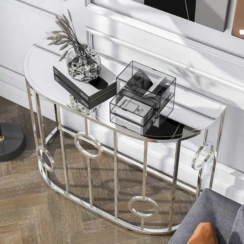 Chrome 42-inch Mirror Sofa Table