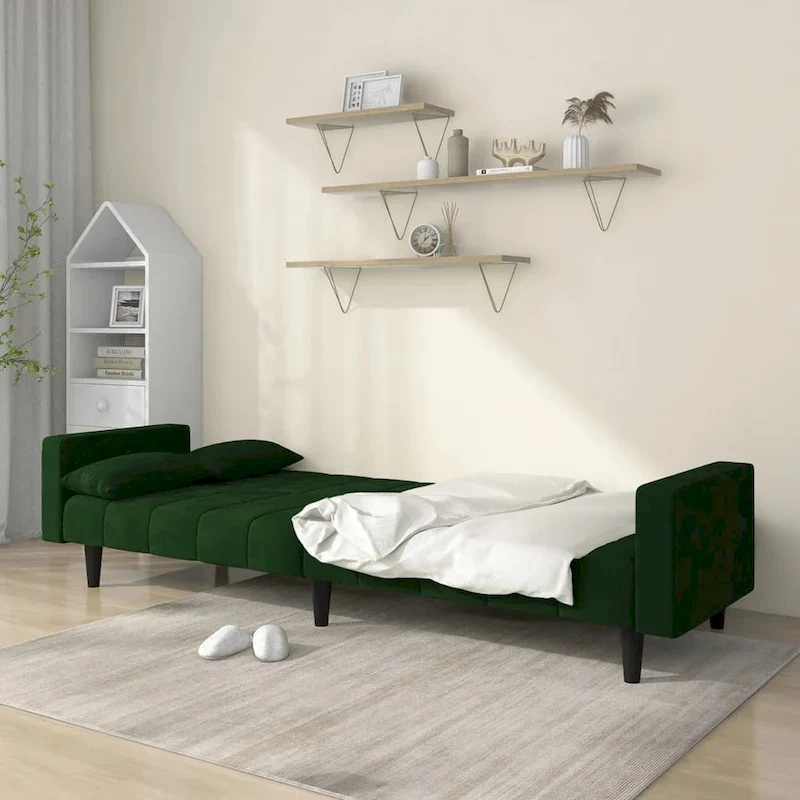 vidaXL 2-Seater Sofa Bed Upholstered Convertible Sleeper Sofa Couch Velvet - 86.6 x 33.3 x 27.2