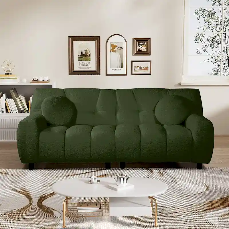 Teddy Boucle 2-Seat Cloud Deep Seat Sofa Couch for Living Room, Bedroom