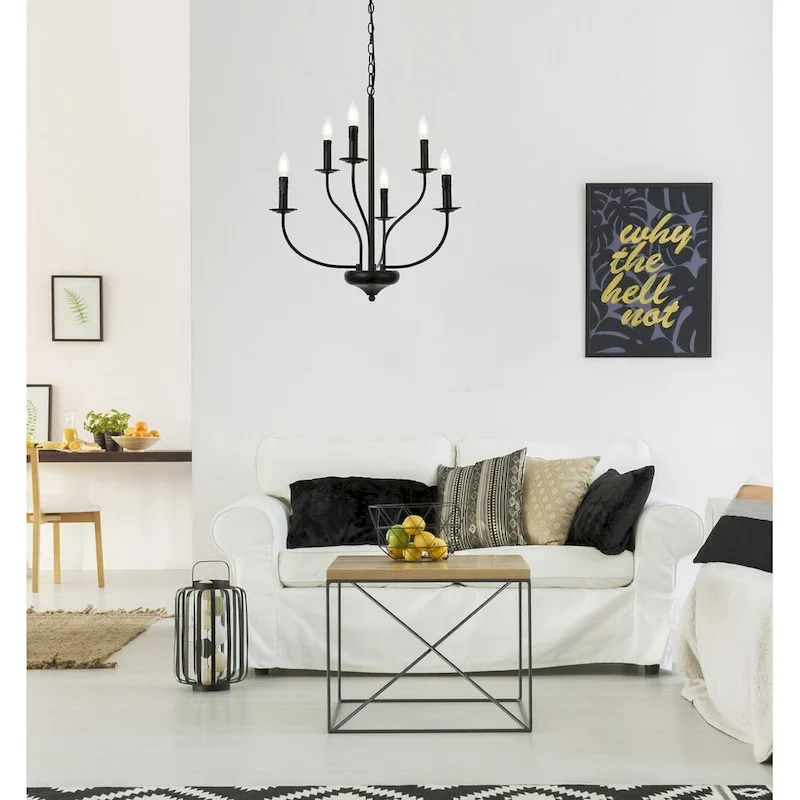 Wylda 6 Light Pendant in black - 24 Inch