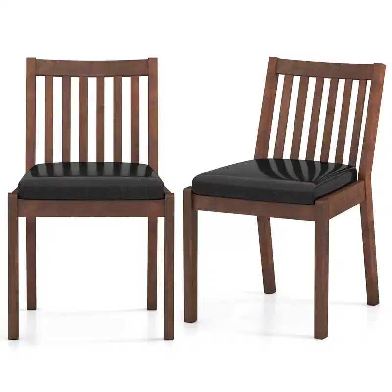 PU Leather Upholstered Dining Chairs, Armless, Espresso, Rubberwood Frame, 400 lbs Capacity
