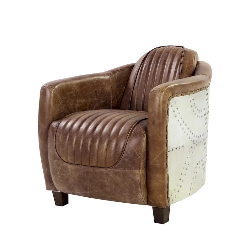 Brancaster Top Grain Leather Retro Brown Arm Chair
