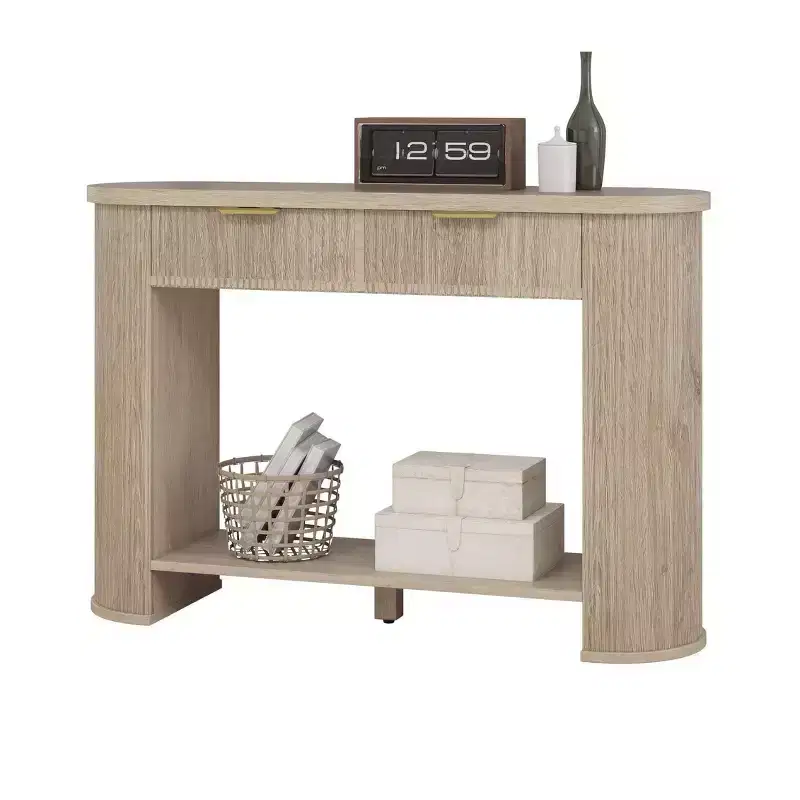 47.2 inch Fluted Console Table with Drawer and Open Storage for Entryway Sofa Side Living Room Bedroom Decor