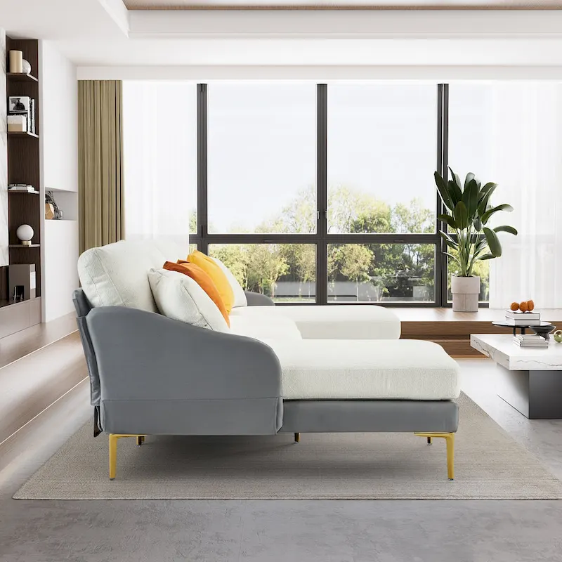 Ouyessir U-Shape Sectional Sofa 4-Seat Couch with Double Chaise Lounge