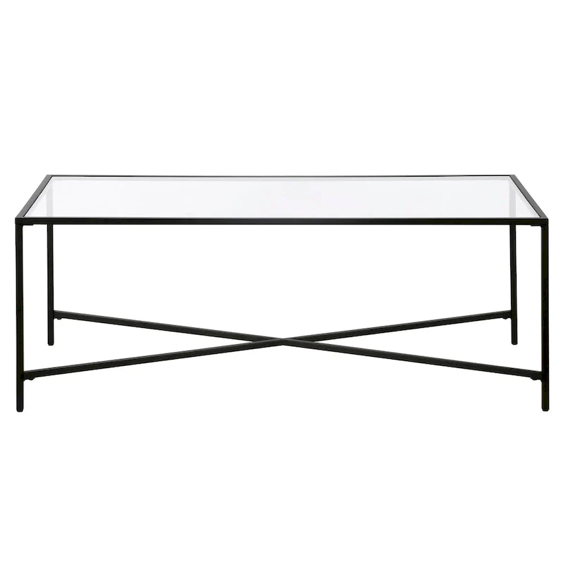 Glass Top Coffee Table with Steel Frame