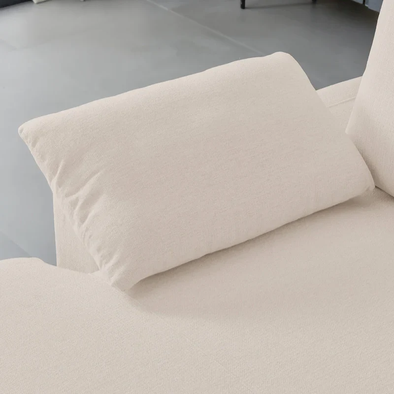 L-Shaped linen sectional sofa with right chaise(left-facing chaise),Beige