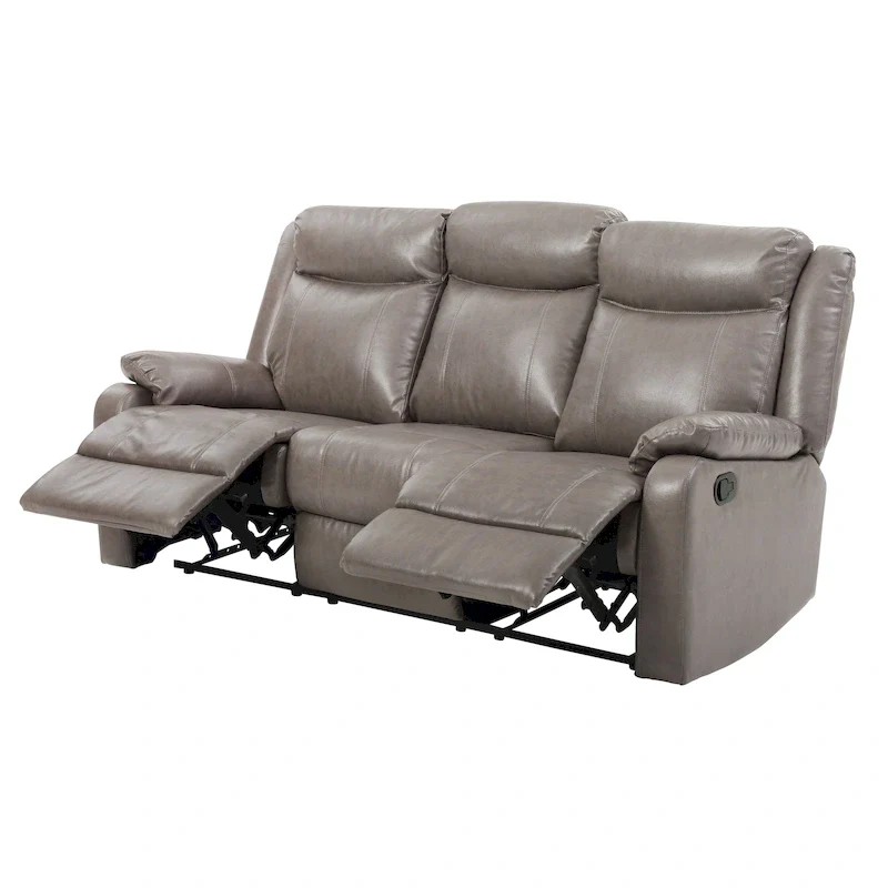 Grey / Pearl / Red / Putty / Brown / Black Faux Leather Double Reclining Sofa, 2-Seat