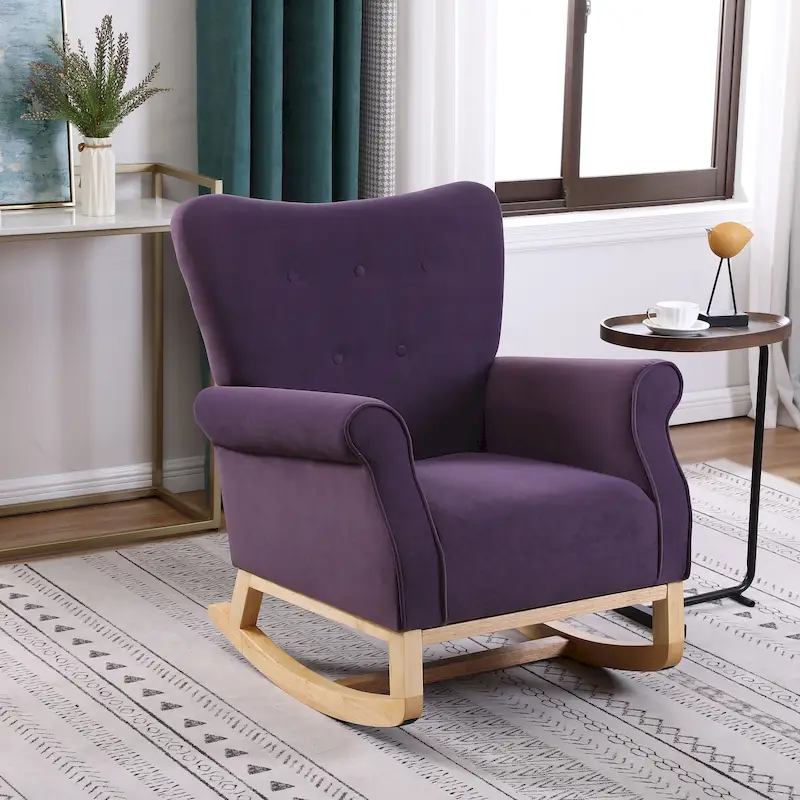 Purple / Black / Grey / Beige Velvet Rocking Chair, Single Seat