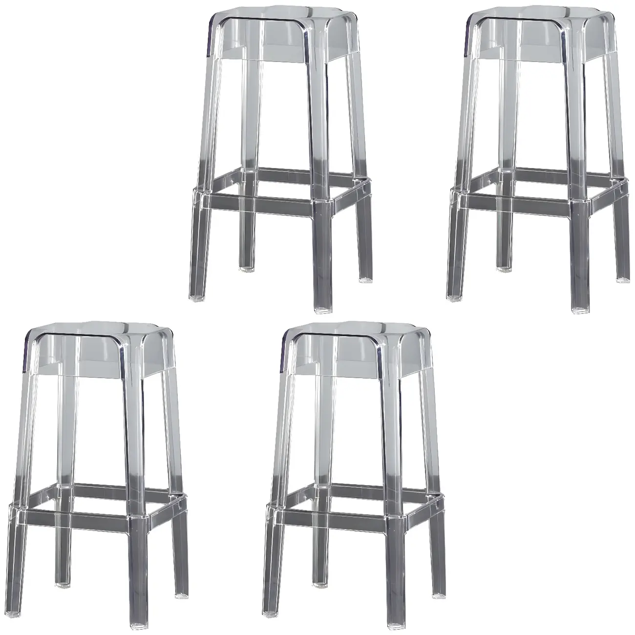 Modern Acrylic Four Legs Square Counter Bar Stool