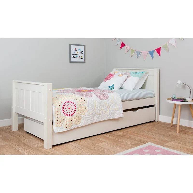 White Classic Style Single Bed for 1 Person (Twin)
