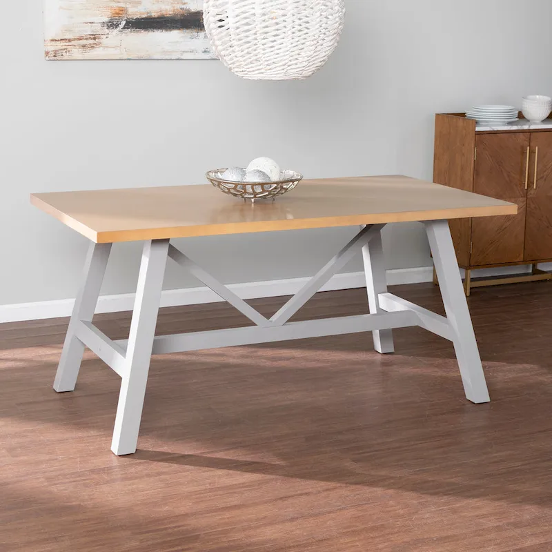 Modern Farmhouse Natural/ Gray Wood Dining Table