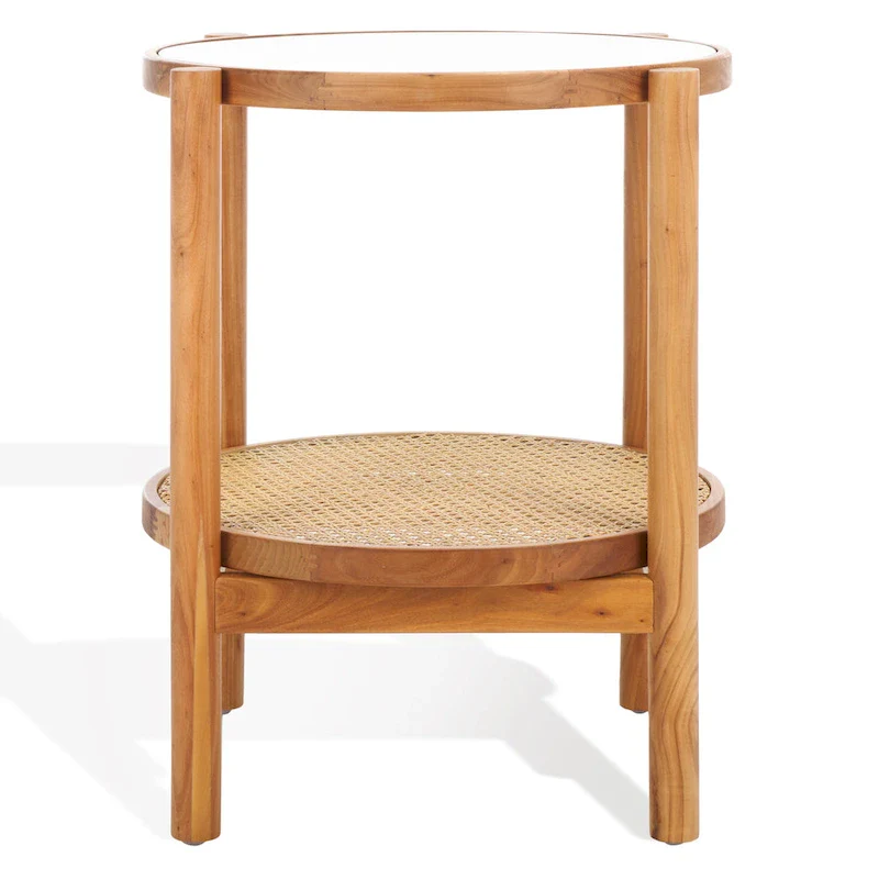 SAFAVIEH Couture Alberdine Rattan/Glass Accent Table - 23 In. W x 23 In. D x 24 In. H - 23W x 23D x 24H