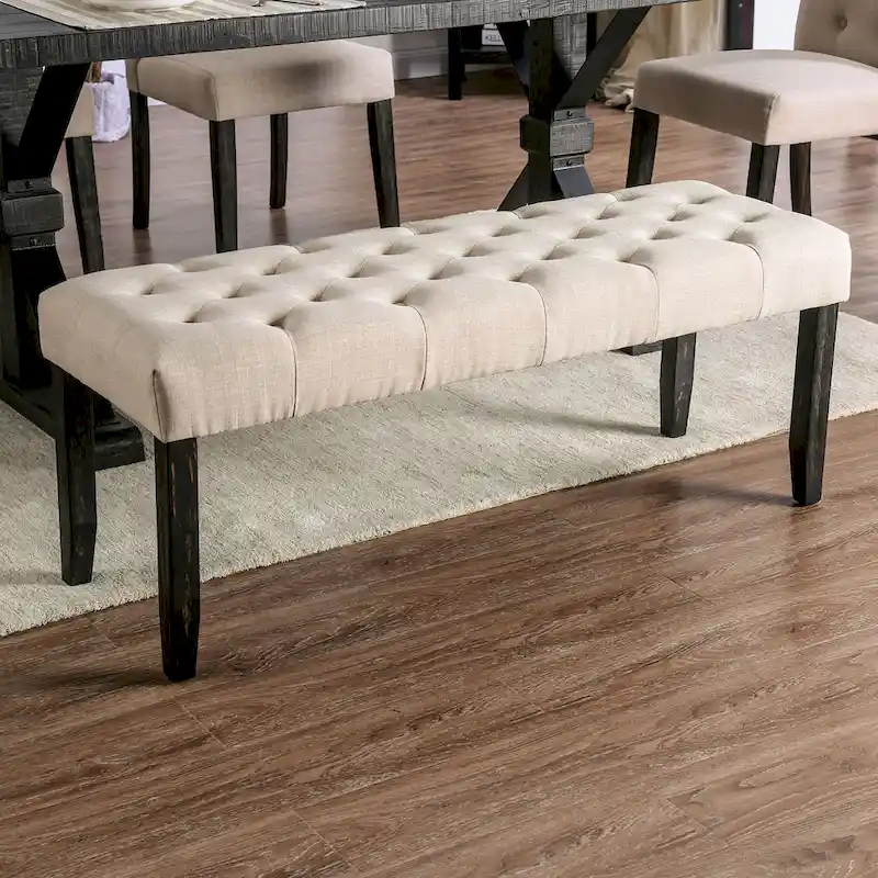 Rustic Tufted 48-inch Dining Bench