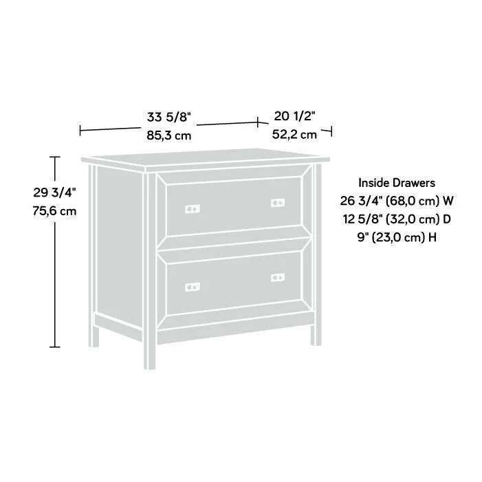 White 2-Drawer Lateral File Cabinet with Oak Accent Top, Single-User