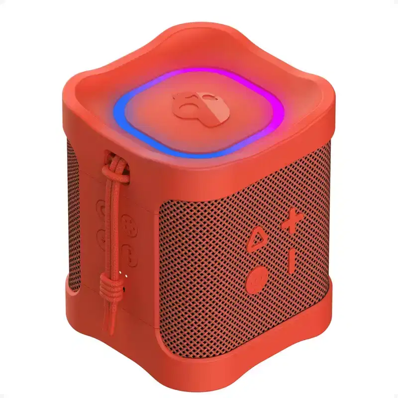 Skullcandy Terrain Mini 2 Wireless Bluetooth Speaker, IPX7 Water Resistant, 14H Battery, Multi-Link, LED Light Show, Portable, Red