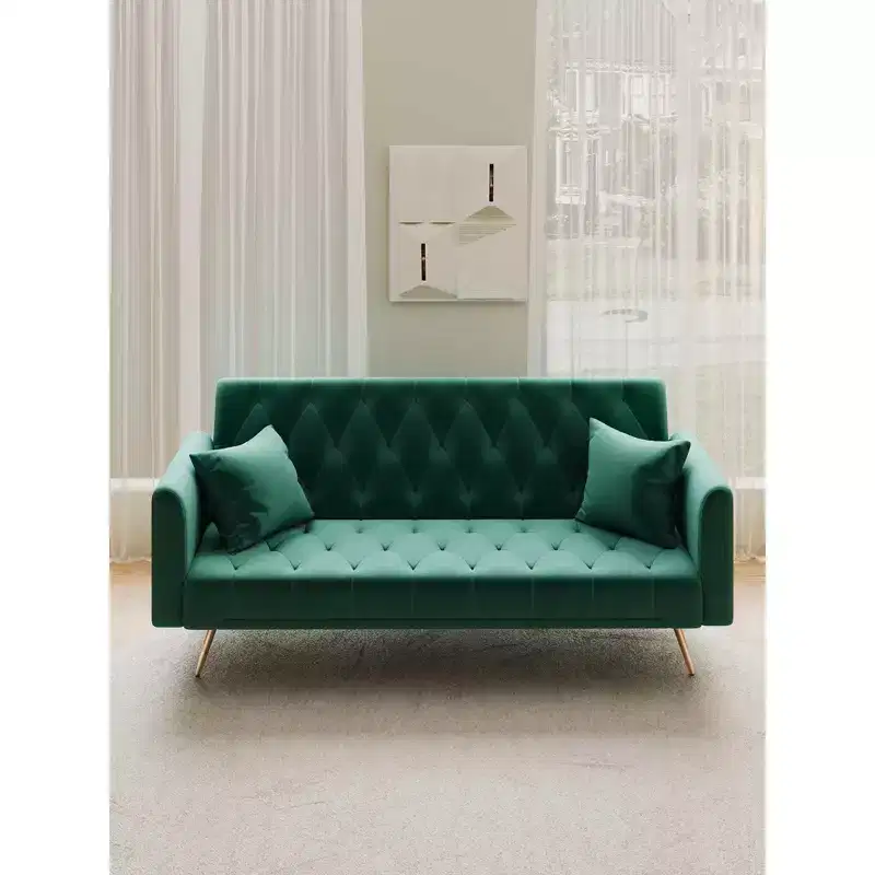MAYEERTY Love Seat Velvet Sofa Comfortable for Living Room Bedroom Green