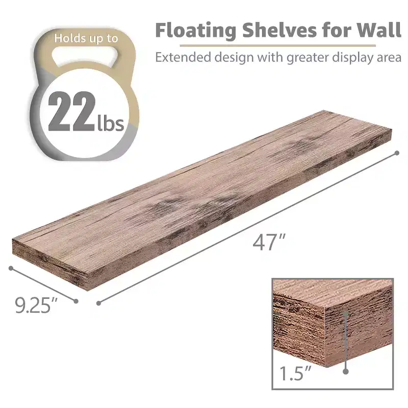 Sorbus 3 Pack 48 Inch Wall Mounted Floating Shelves - for Bedroom, Kitchen, Living Room, Bathroom Shelves, Farmhouse Home Dcor