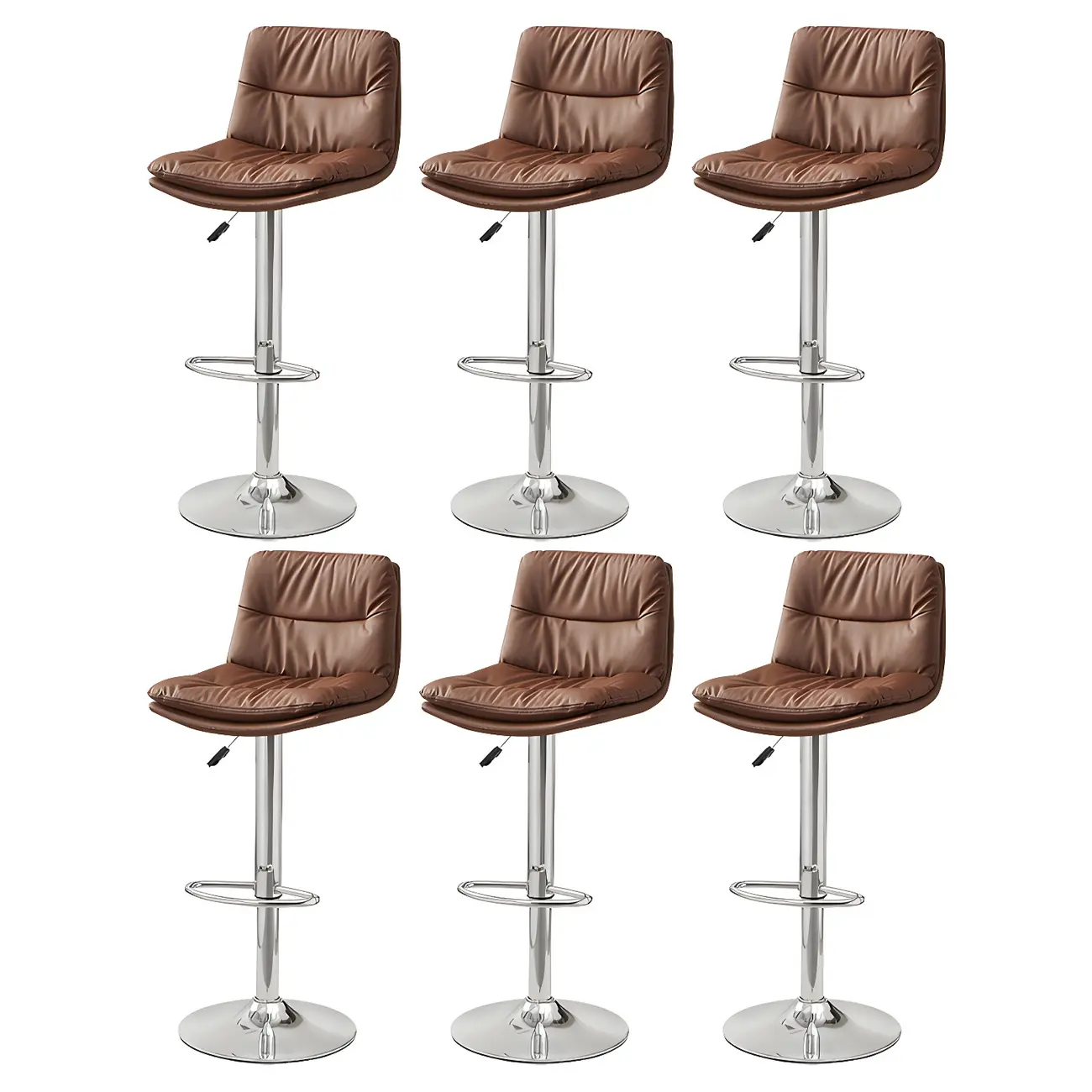 Modern Leather Saddle Swivel Adjustable Bar Stool