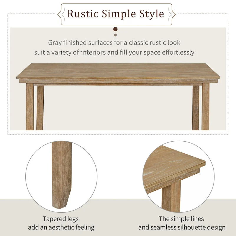 5-piece Farmhouse Dining Set Rectangular Table Chair