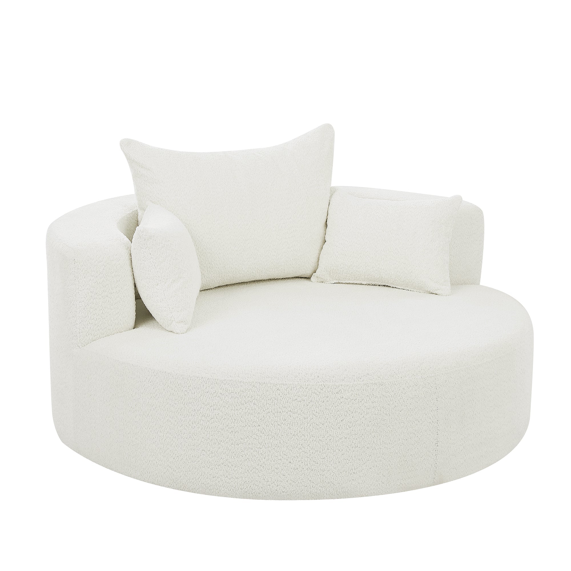 Walker Edison | 360¡ã Swivel Accent Round Sofa Chair with Pillows