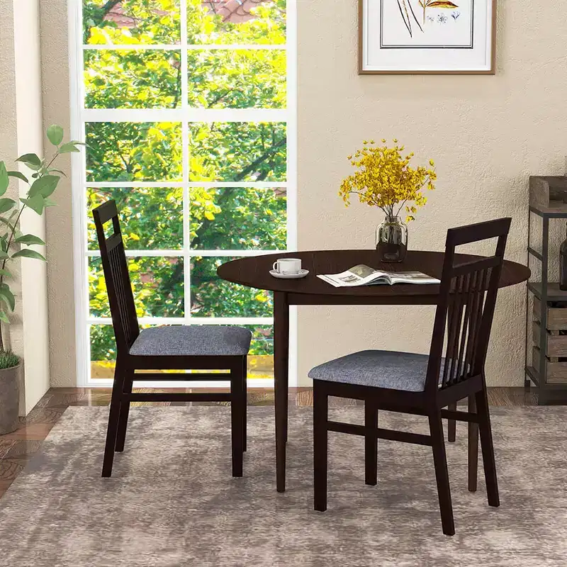 Costway Upholstered Dining Chair Set of 2 Kitchen Armless Padded w/ Slanted Backrest