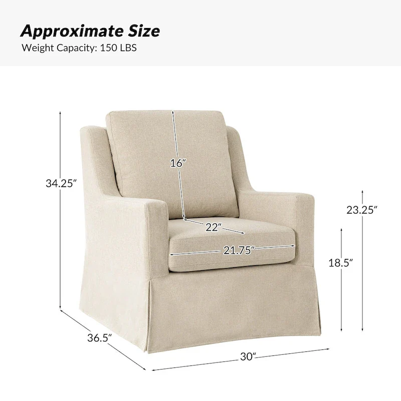 Stan Farmhouse Slipcover Rocking Swivel Chair by