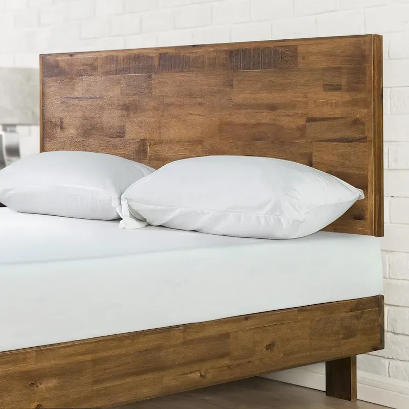 Priage by  Brown Wood Platform Bed Frame with Adjustable Headboard
