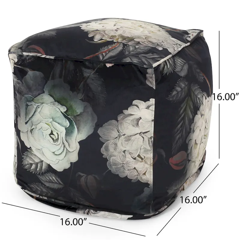 Reigle Traditional Medium Fabric Flower Print Cube Pouf by Christopher Knight Home