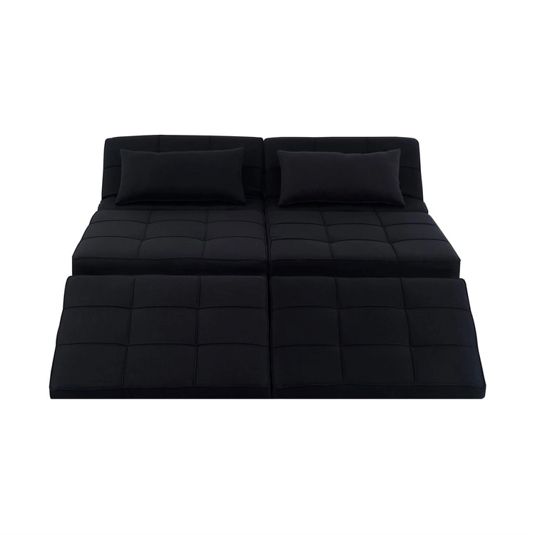 Sleeper Chair Bed, 4 In 1 Multi-Function Convertible Ottoman Bed, Breathable Linen Bed Chair, Convertible Sofa Bed