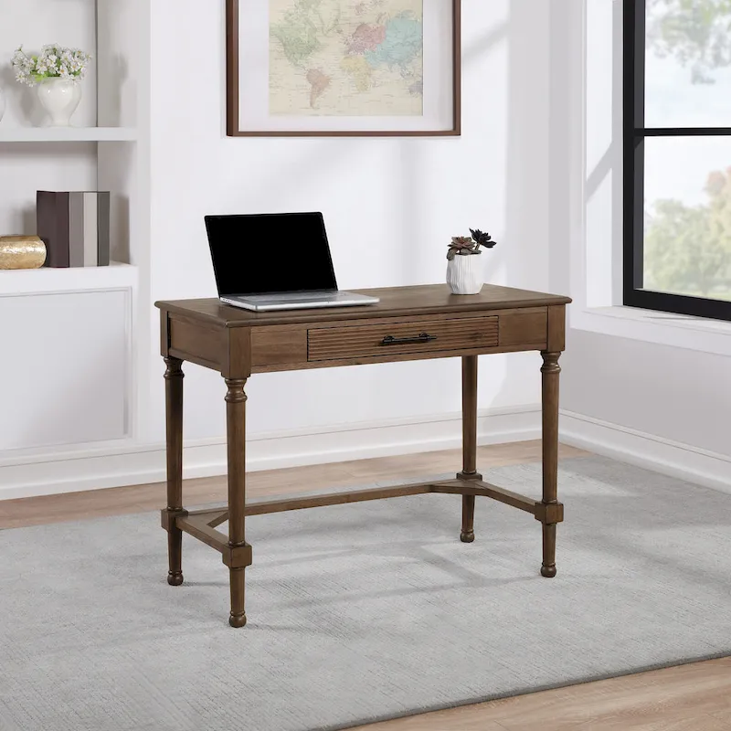 Brown Oak Traditional Writing Desk – 1 Person