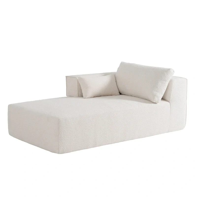112 Boucle Modular Sectional Sofa with Free Side Table, Wide Seat Design and No Assembly Required