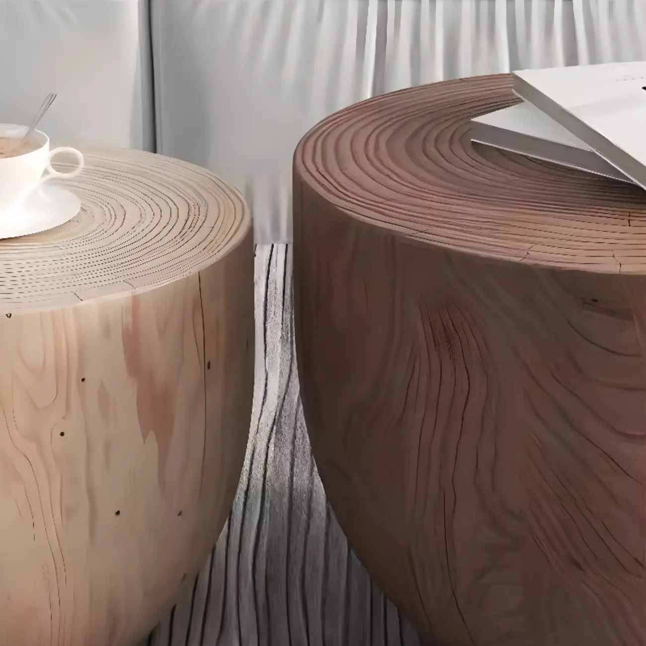 Hourglass Wooden Natural Finish Chairside Table