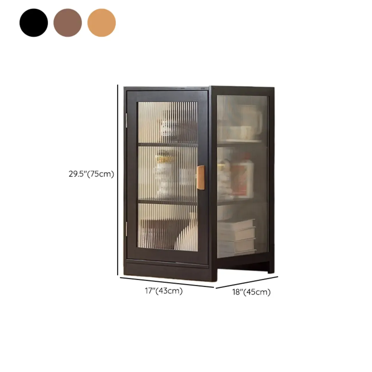 Narrow Adjustable Scandinavian Bamboo Glass Curio Cabinet