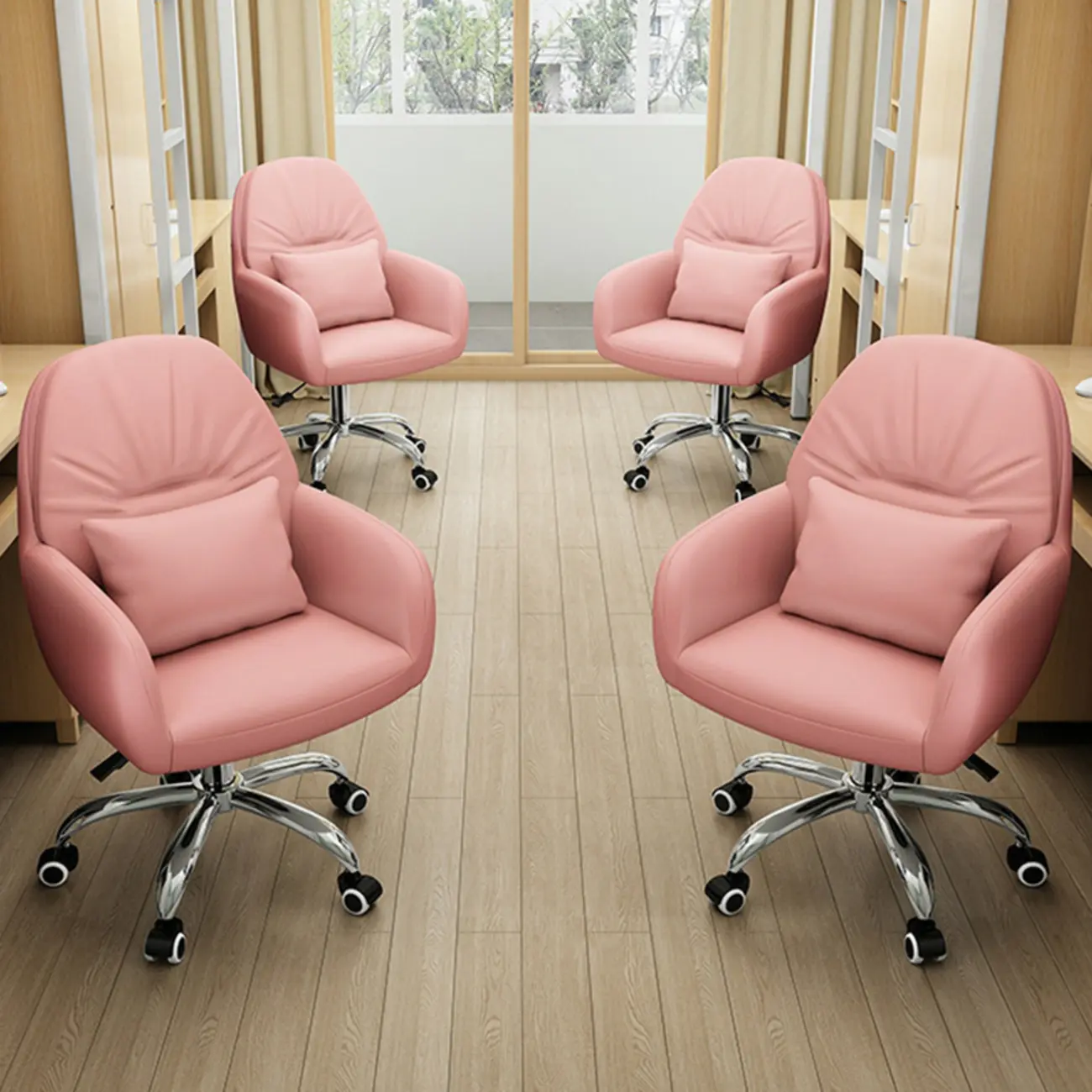 Modern White Grey Leather Swivel Office Chair