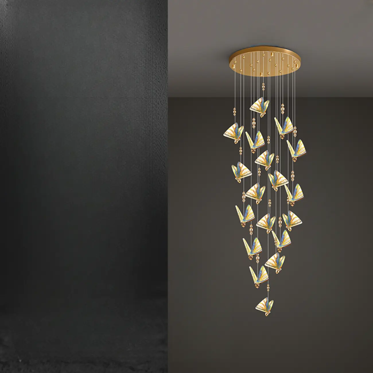 Modern Crystal Linear Butterfly Chandelier Light with Remote