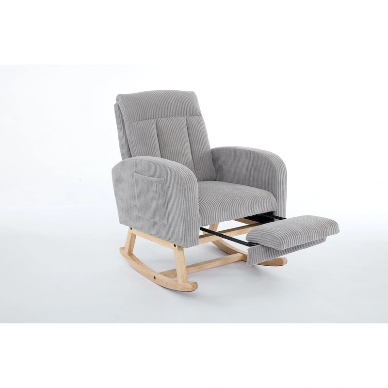 Modern Accent Rocking Chair Rocking Chair with Solid Wood Legs, Upholstered Nursery Glider Rocker