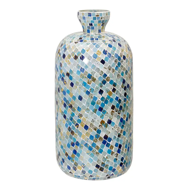 StyleCraft Glass Vase - Blue Mosaic