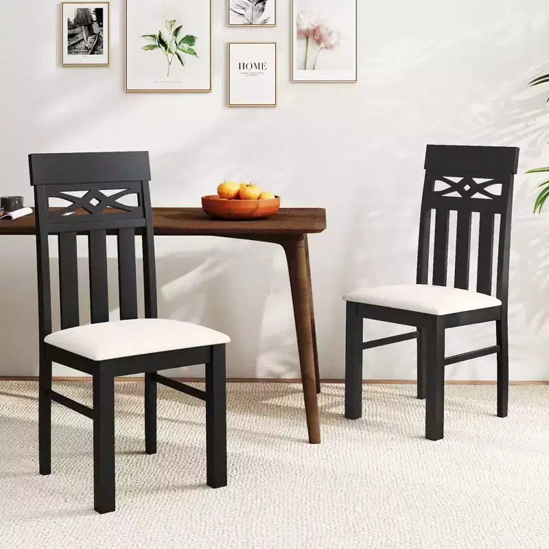 Costway Dining Chairs Set of 2/4, High Back Dining Room Chairs with Padded Seat for Kitchen