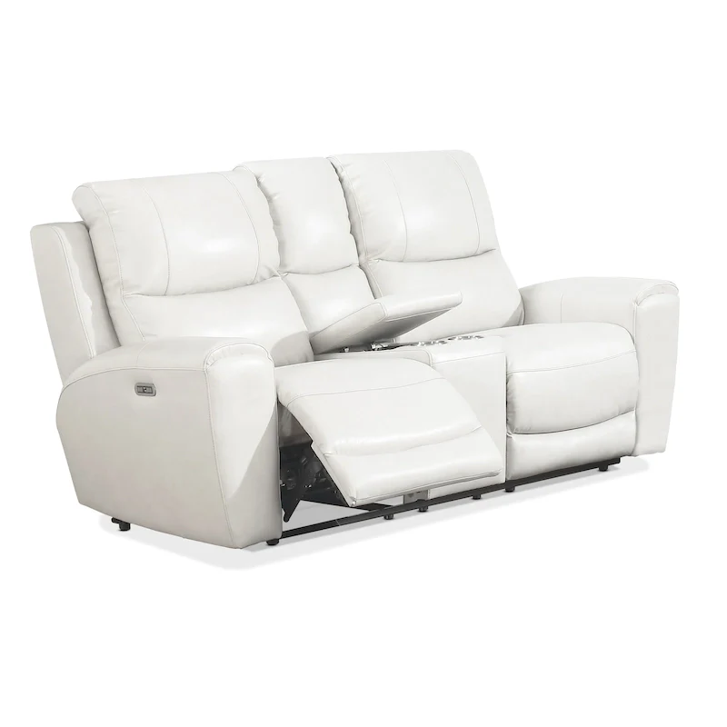 Copper Grove Fyti Top Grain Leather Power Reclining Loveseat with Storage Console