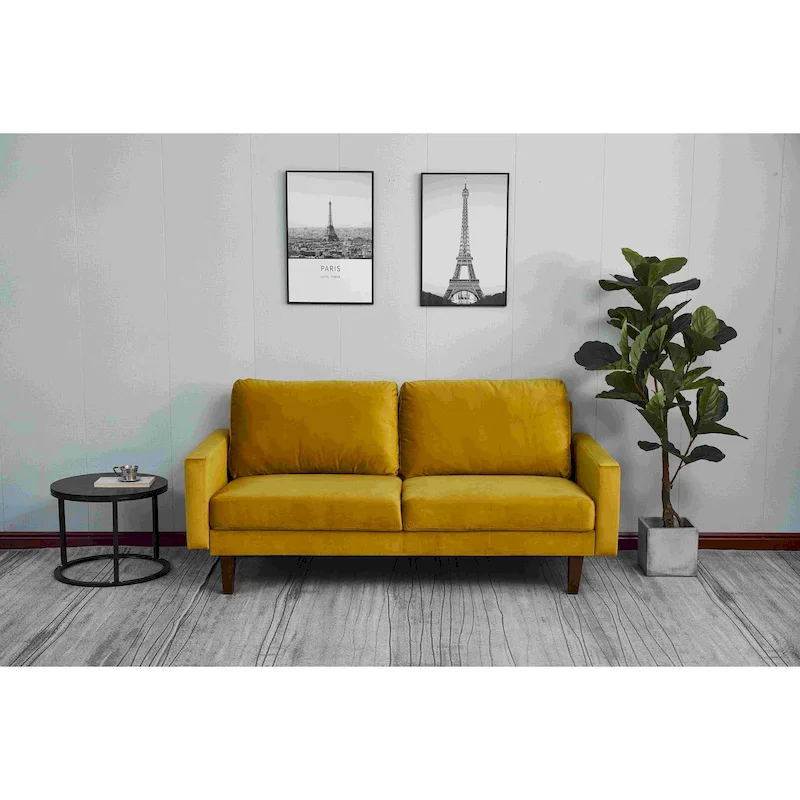 Velvet Square Arm Sofa