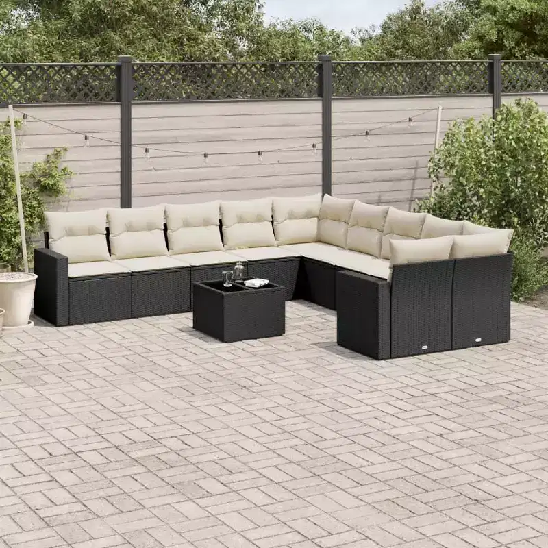 vidaXL Garden Sofa Set Black PE Rattan Large Modular Garden Sofa Set
