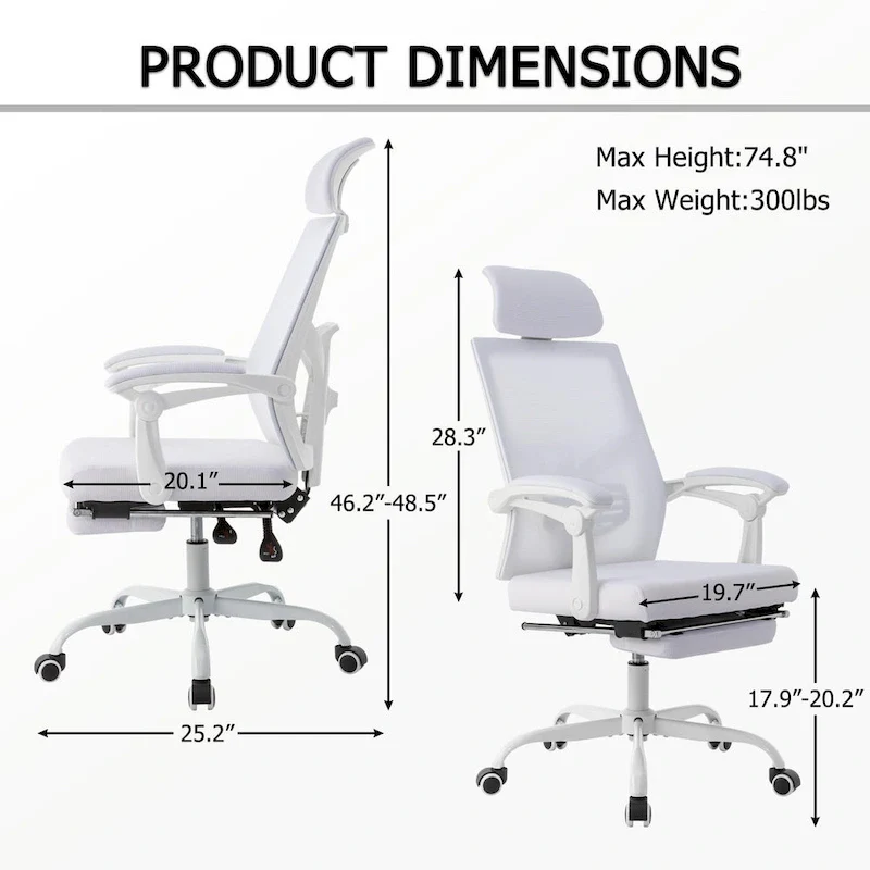 Office Chair With Foot Rest Ergonomic Swivel Mesh Task Office Chair
