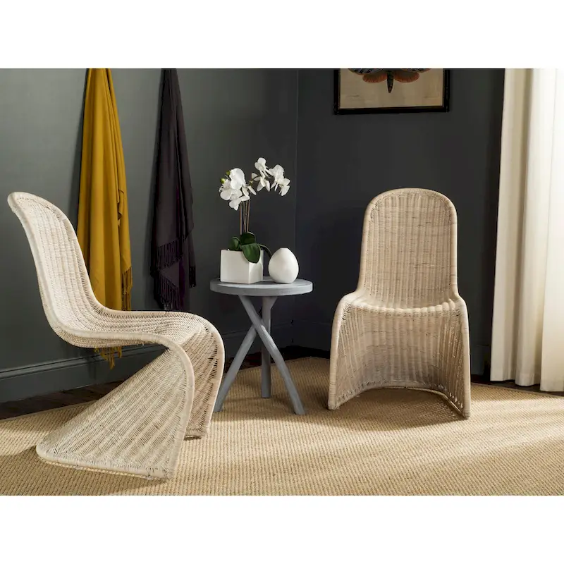 Grey Wicker Dining Chair (Set of 2) - 19Wx26Dx35H