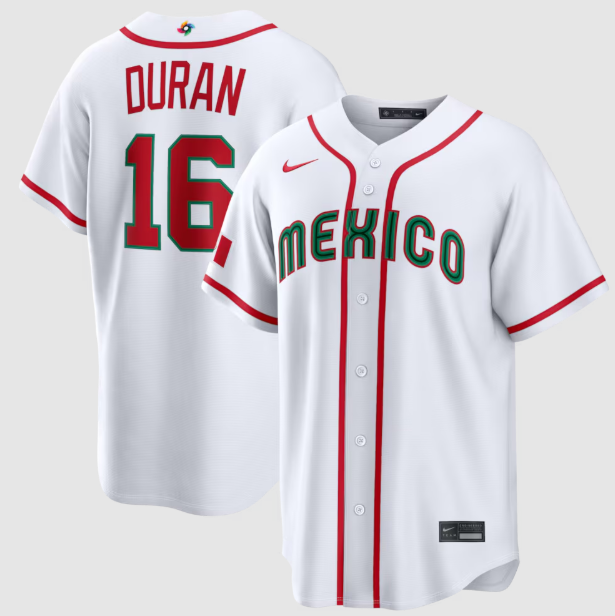 Mexico Baseball Jarren Duran White 2026 World Baseball Classic Home Stadium Jersey