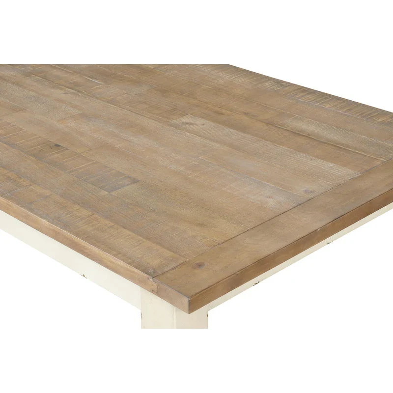 Two-Tone Dining Table with Turned Legs - Rectangular (Antique White & Distressed Oak)