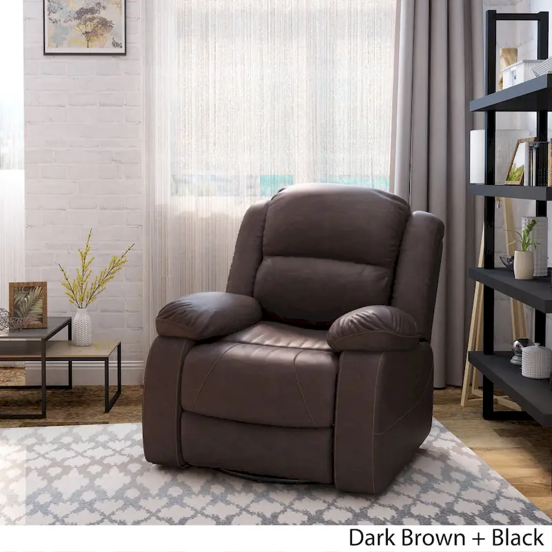 Malic Tufted Faux Leather Swivel Recliner by