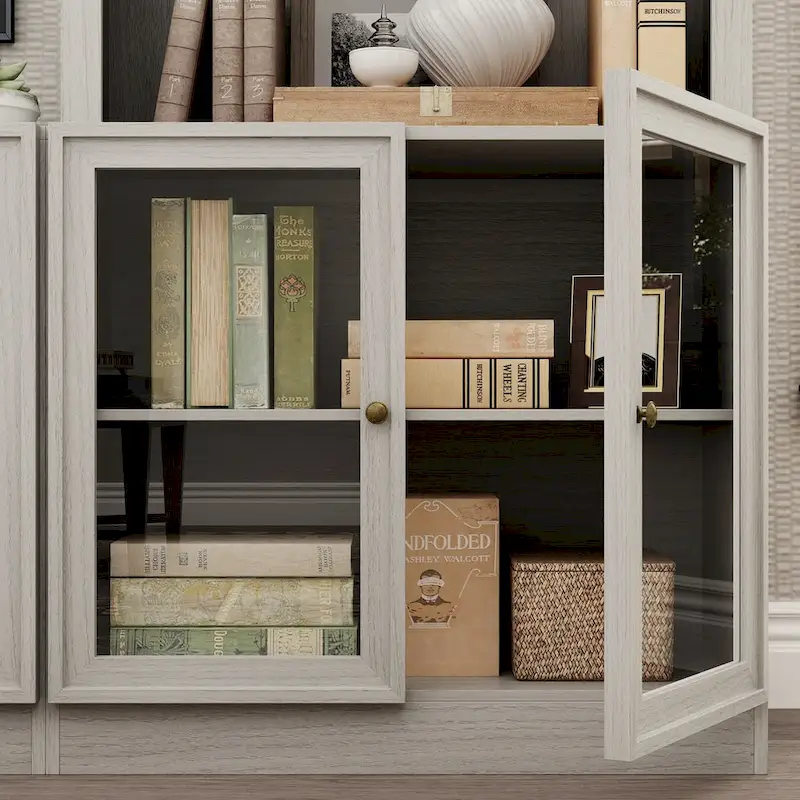 Home Media Center Sleek Design with Ample Shelving and Glass Accents