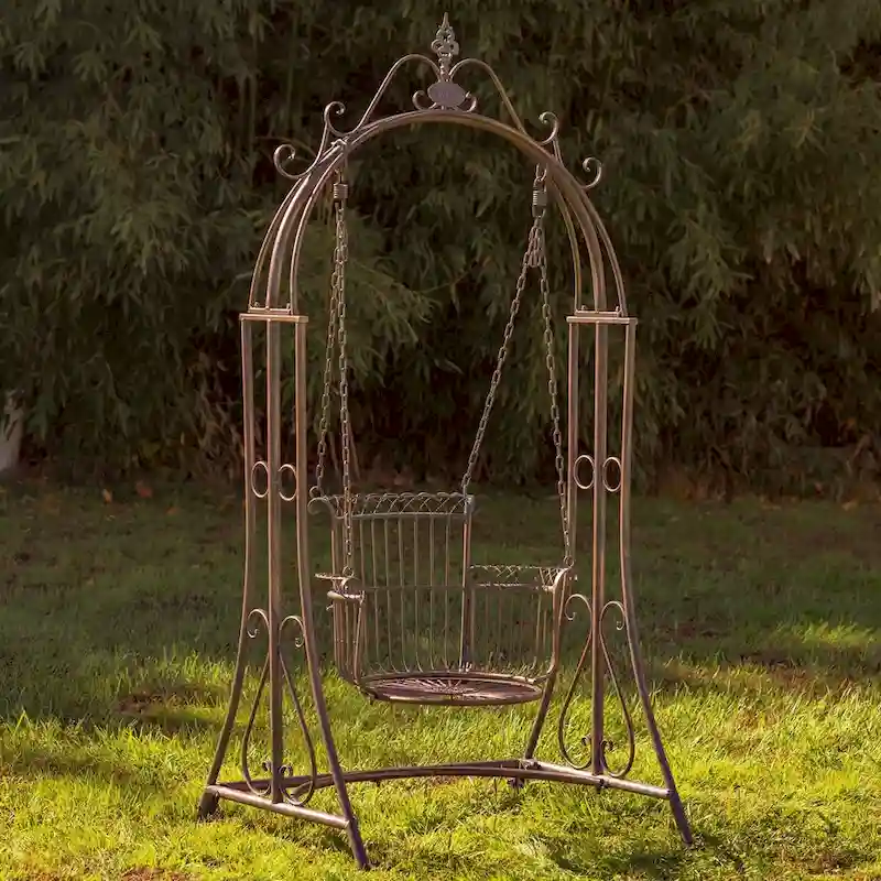 Oasis iron Garden Swing Chair in Antique Bronze - 42.9x35.4x78.74